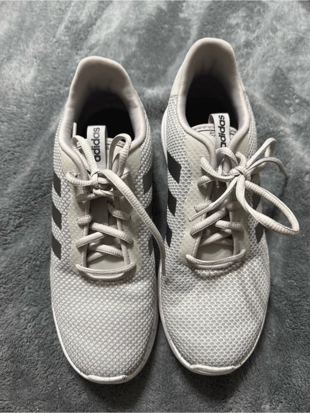 adidas Gray Mesh Sneakers with silver Stripes
